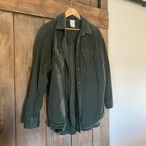 American Eagle Dark Green Corduroy Button Up